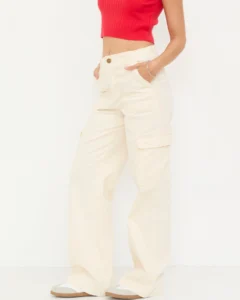 Pantalón Cargo Básico Gabardina Beige