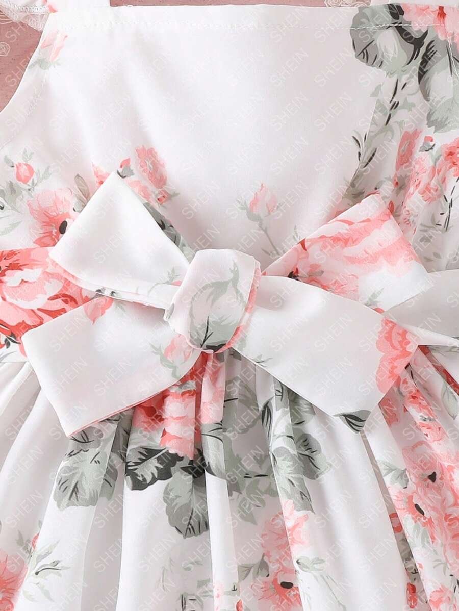 Vestido De Niña De Flores Con Tirantes Y Volantes - Imagen 3