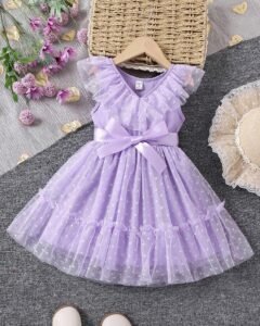 Vestido ribete con fruncido con cinturón de malla jacquard