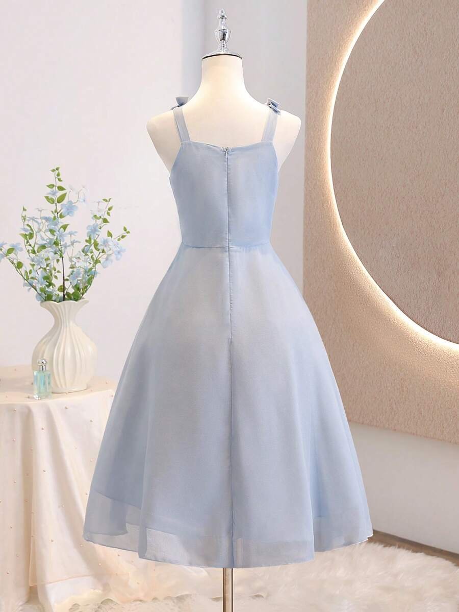 Vestido elegante de tul con escote cuadrado - Imagen 2