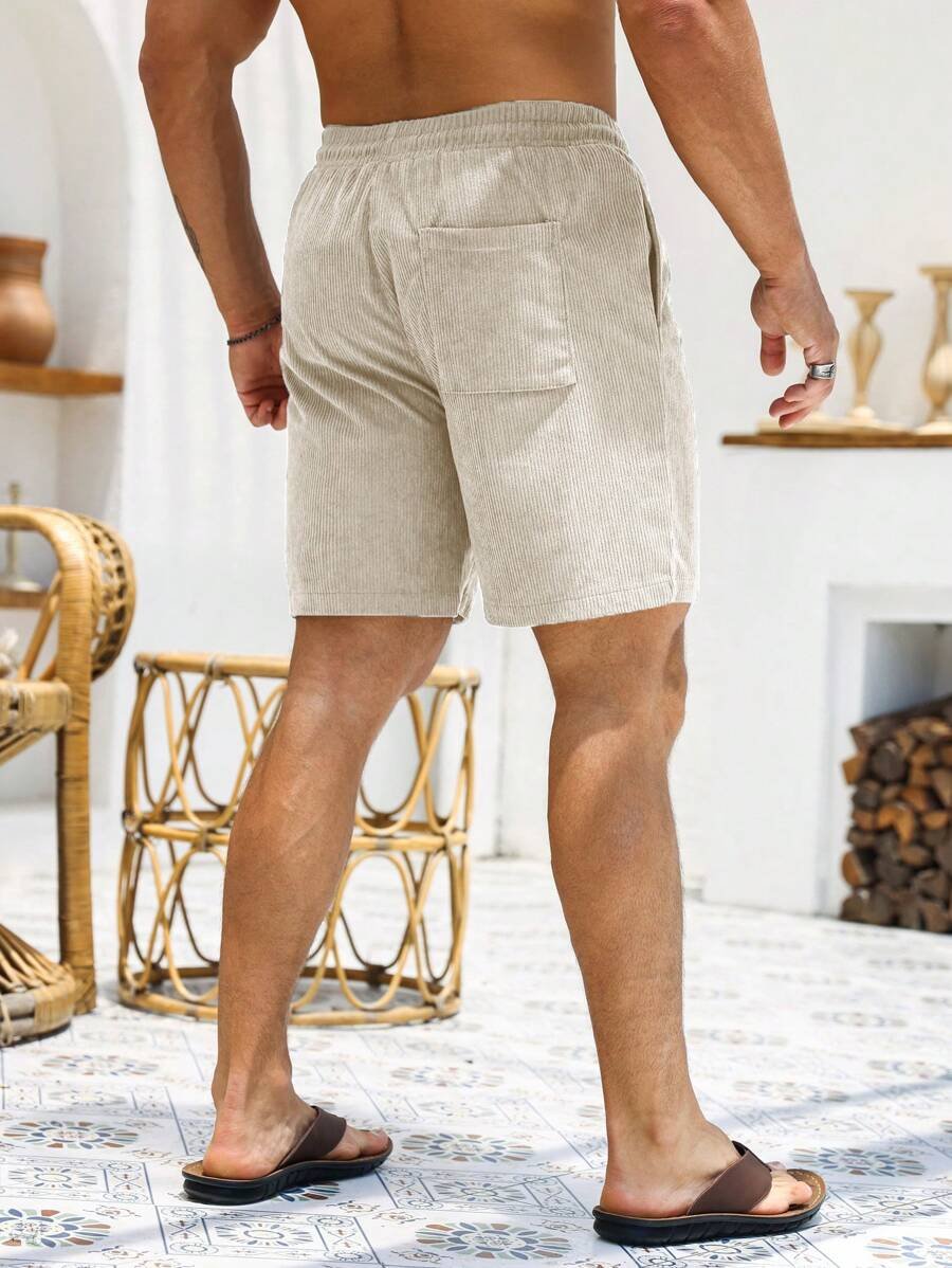 Pantalones cortos con cordón en la cintura y parche con letra - Imagen 2