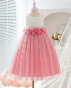 Vestido sin mangas con superposición de red de color contrastante