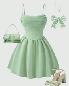 Vestido de tirantes de unicolor con diseño plisado