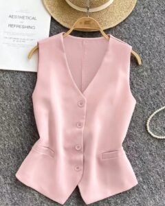 Blusa casual de mujer sin mangas de unicolor