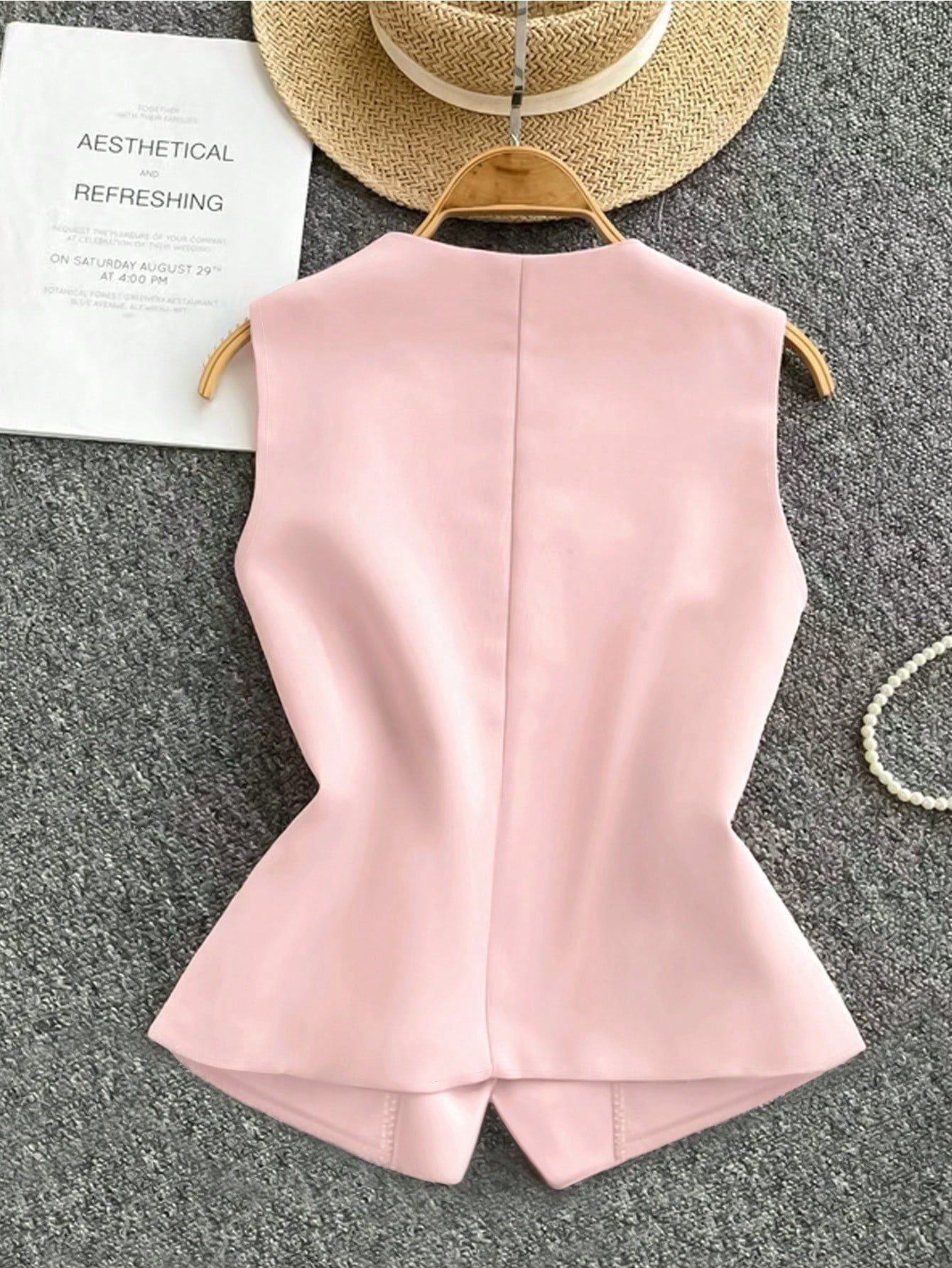 Blusa casual de mujer sin mangas de unicolor - Imagen 2