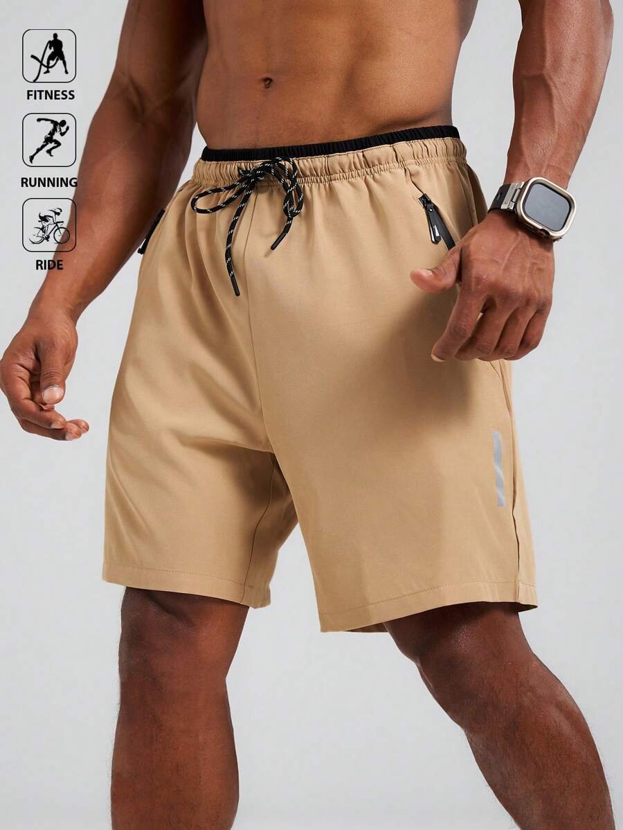 Pantalones cortos deportivos para hombres con cordón en la cintura