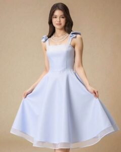 Vestido elegante de tul con escote cuadrado