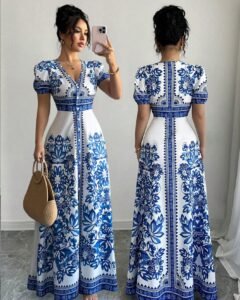 vestido elegante de estilo medio oriental con ajuste en la cintura