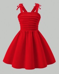 Vestido de verano elegante para adolescentes con tirantes rojos