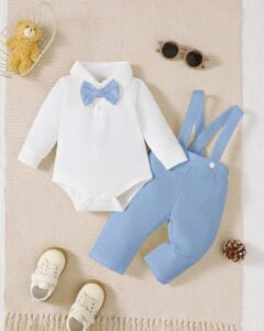 Camiseta de manga larga con cuello polo y pantalones tipo peto