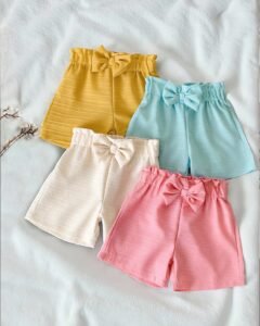 short de punto con onda minimalista casual para bebé niña