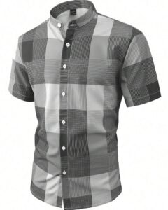 Camisa de manga corta y cuadros e impresos