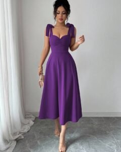 Vestido elegante y romántico para mujer con lazo en la cintura