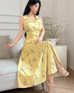 Vestido largo con estampado floral elegante y romántico