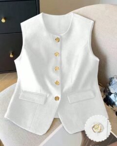 Blusa de tirantes de moda con decoración de flor de metal