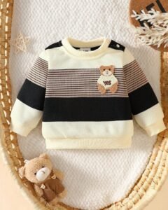 Ropa casual para bebé recién nacido con parte superior a rayas de color contrastante