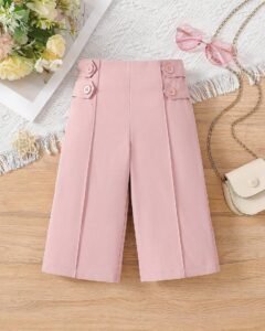 Pantalones rectos de unicolor para niñas pequeñas