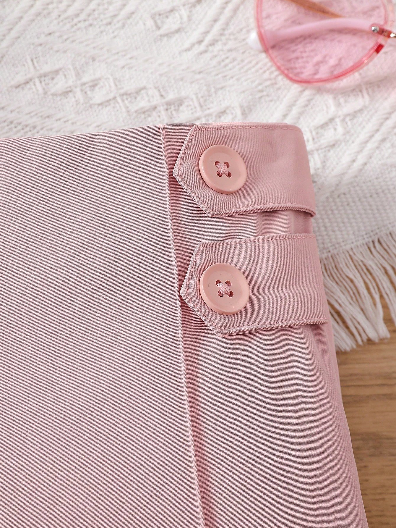 Pantalones rectos de unicolor para niñas pequeñas - Imagen 3