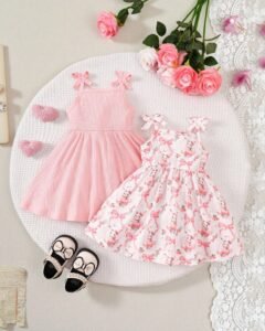 Vestido casual con estampado de acuarela, unicolor lindo y versátil