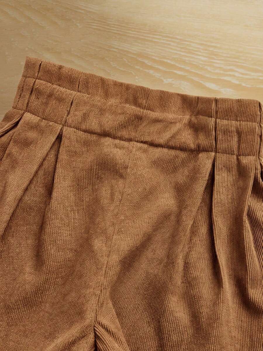 Pantalones cortos plisados de unicolor casuales - Imagen 3