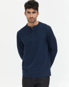 Playera Henley Azul Marino
