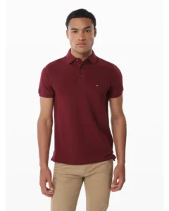 Playera tipo polo unicolor rojo vino