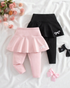 Pantalón elástico de cintura con lazo de punto de unicolor