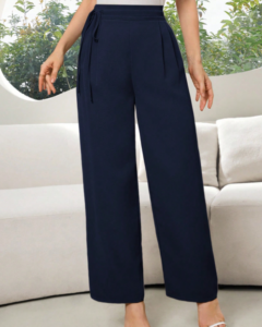 Pantalones casuales sueltos de unicolor con cordón en la cintura