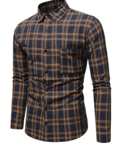 Camisa con estampado a cuadros y manga larga suelta