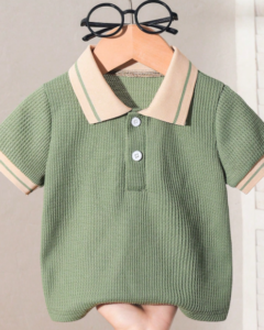 Camisa polo bebé niño clásica de tejido de gofre verde