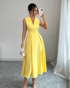 Vestido largo elegante y casual para mujer con cuello vuelto