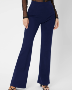 Pantalones palazzo unicolor con cremallera trasera