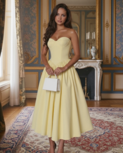 Vestido de mujer de unicolor, fruncido y elegante