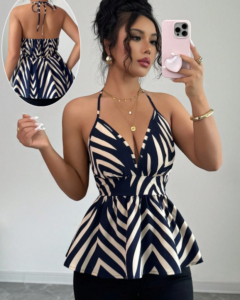 Top camisola de mujer elegante de escote en V con tirantes