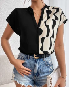 Blusas de mujer para el trabajo de verano con impresión gráfica