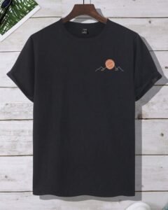 Camiseta cuello redondo ajustado, manga corta y gráficos casuales