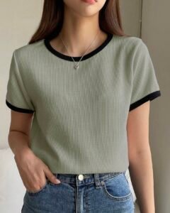 Camiseta De Manga Corta Con Dobladillo