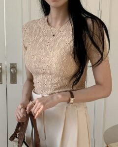 Camiseta de manga corta lisa para mujer, sencilla y de moda para uso casual