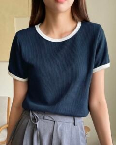 Camiseta de mujer de manga corta, casual y de moda para uso diario