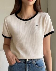 Camiseta de mujer de manga corta, casual y de moda para uso diario