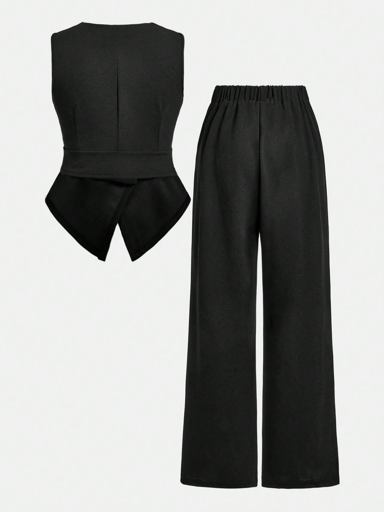 Conjunto de blusa de trabajo y pantalones largos simples para chicas - Imagen 2