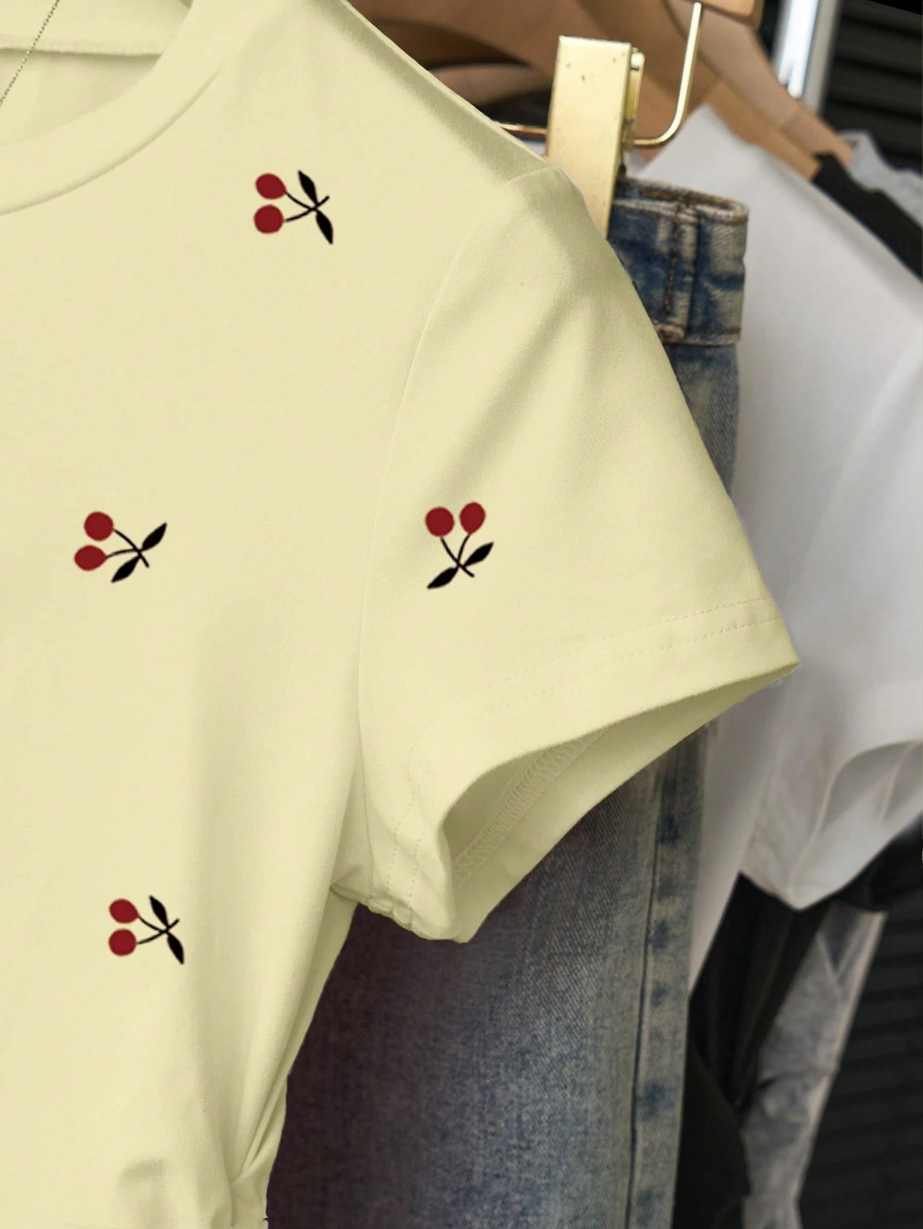 Top ajustado con cintura fruncida para salir, camiseta de manga corta con estampado - Imagen 3