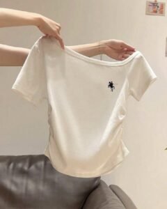 Camiseta de mujer de verano nueva, sexy, con hombros asimétricos