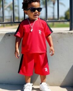 camiseta de manga corta con estampado y shorts de punto