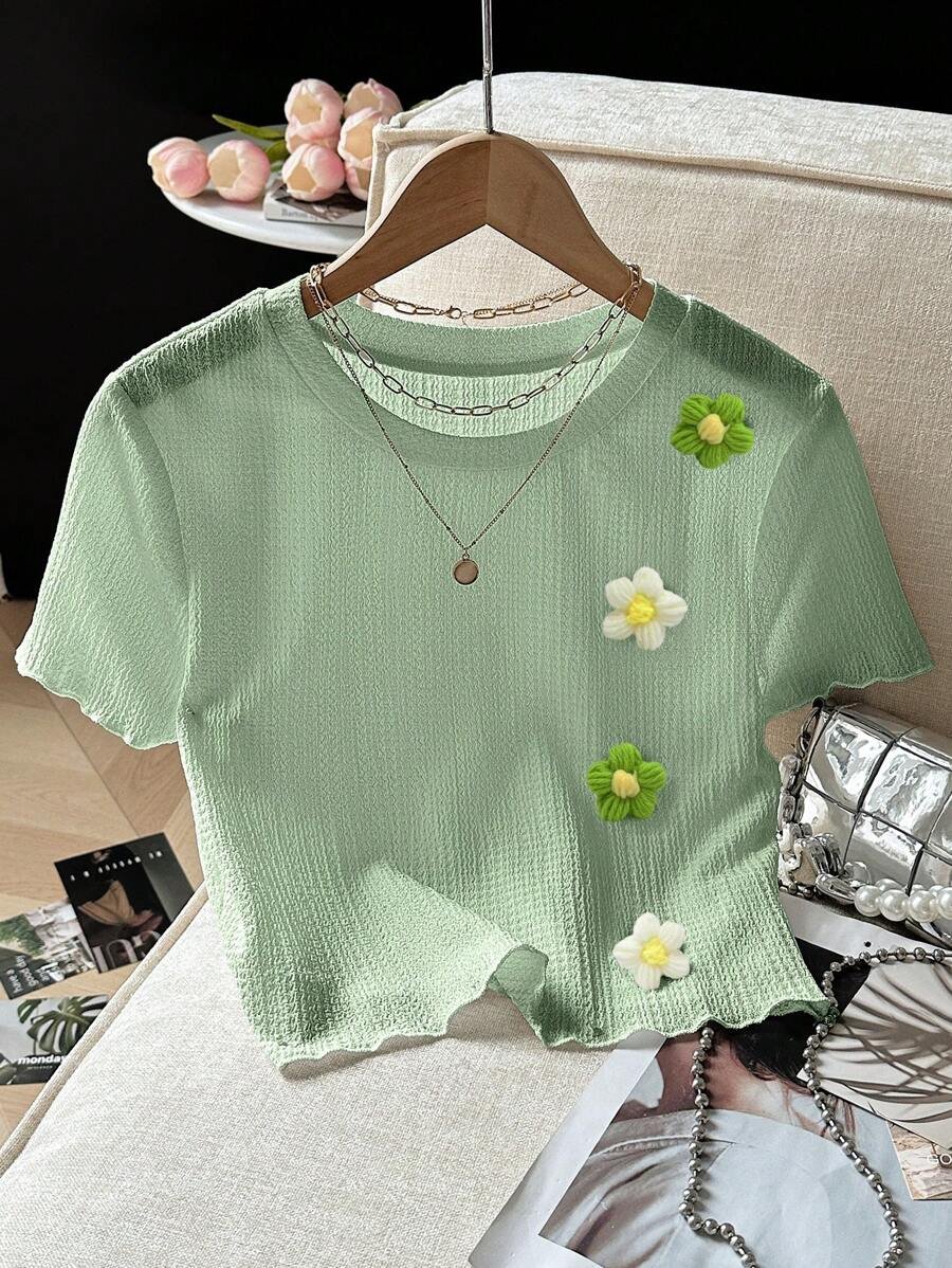 Camiseta de mujer de manga corta con cuello redondo