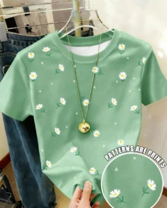 Camiseta casual versátil de mujer con cuello redondo y manga corta