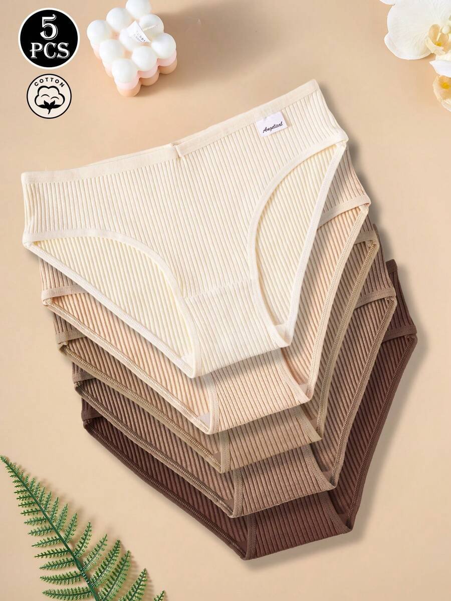 5 bragas de algodón para mujer - Calzones sin costuras a rayas