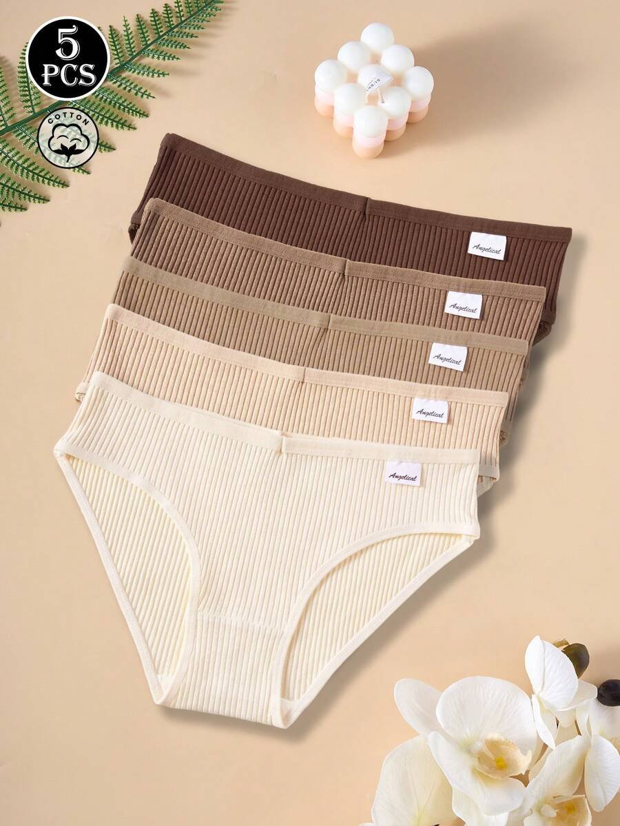 5 bragas de algodón para mujer - Calzones sin costuras a rayas - Imagen 2