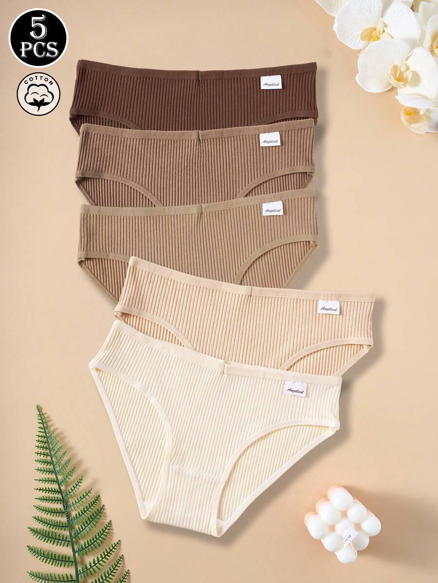 5 bragas de algodón para mujer - Calzones sin costuras a rayas - Imagen 3