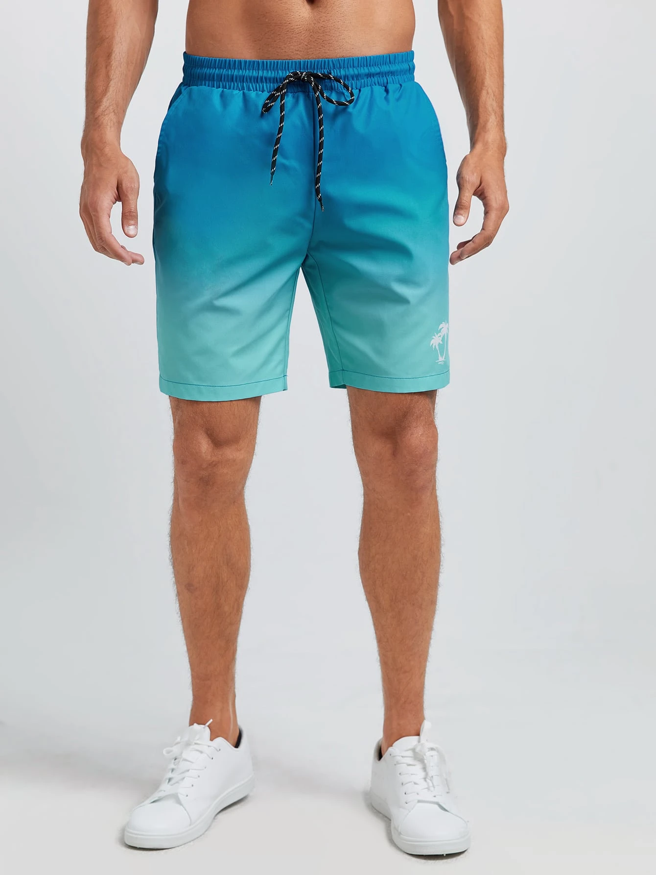 Pantalones cortos holgados con cordón en la cintura, estampado degradado - Imagen 3